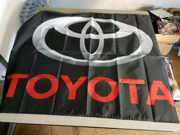 Toyota SCHWARZ Wandfahne 150cmx90cm für Garage Yaris Supra MR2 Aristo 2JZ