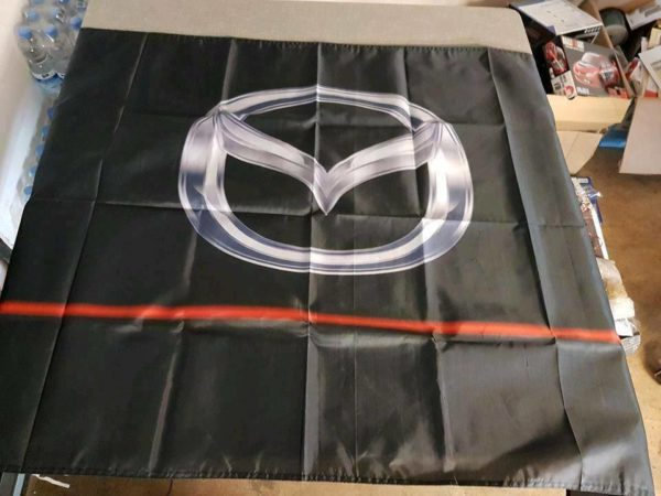 Mazda SCHWARZ Wandfahne 150cmx90cm für Garage RX7 MX5 Miata MPS RX8