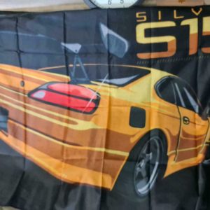 Silvia S15 Wandfahne 150x90cm für Garage Werkstatt Nissan