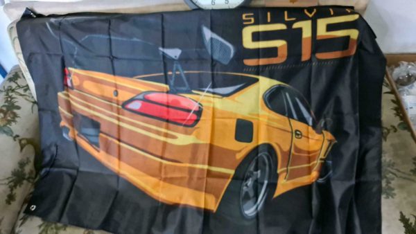 Silvia S15 Wandfahne 150x90cm für Garage Werkstatt Nissan