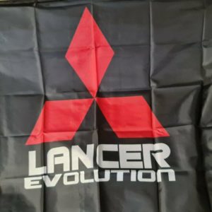 Mitsubishi Evo Wandfahne 150x90cm für Garage Werkstatt Evo 6 TME