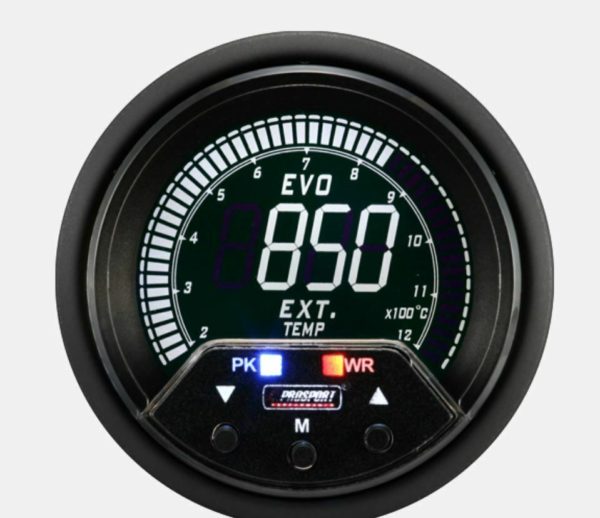 Prosport Abgastemperatur Anzeige EVO Premium Serie 52mm PEAK+Alarm – Bild 3