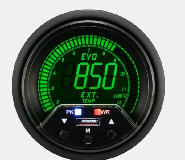 Prosport Abgastemperatur Anzeige EVO Premium Serie 52mm PEAK+Alarm – Bild 2
