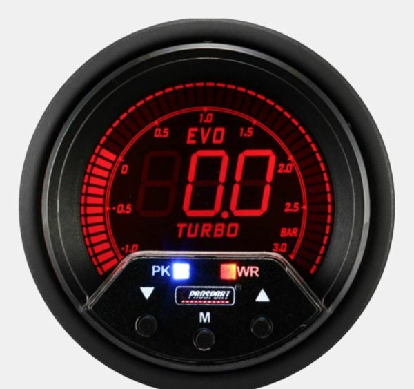 Prosport Ladedruckanzeige EVO Premium Serie 52mm, Peek+Alarm,3Bar