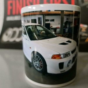 Tasse Kaffetasse Kollektion 2022 Mitsubishi Evo 5 weiß JDM
