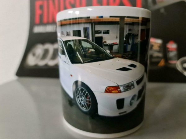 Tasse Kaffetasse Kollektion 2022 Mitsubishi Evo 5 weiß JDM