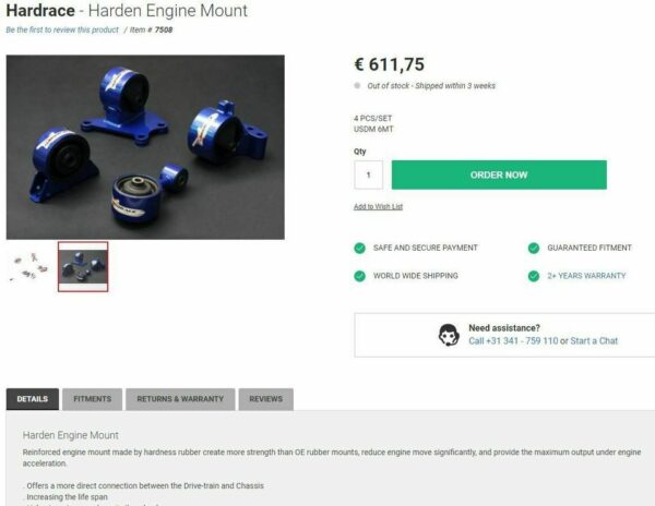 Lagerräumung: Hardrace HR-7508 Lagerkit 6-Gang LHD Mitsubishi Evo 8-9