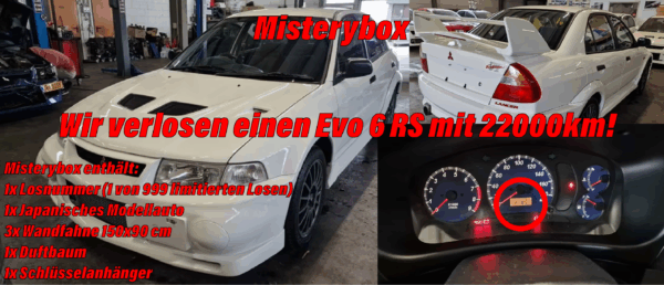 Misterybox mit Chance auf eine Mitsubishi Evo 6 RS im Wert von 65.000€
